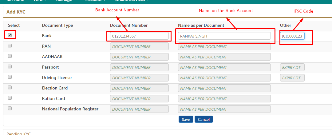 how to change account number in pf account