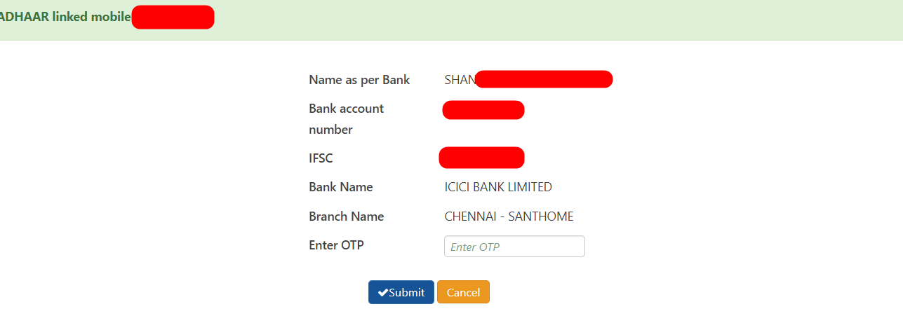 PF Bank Account Update