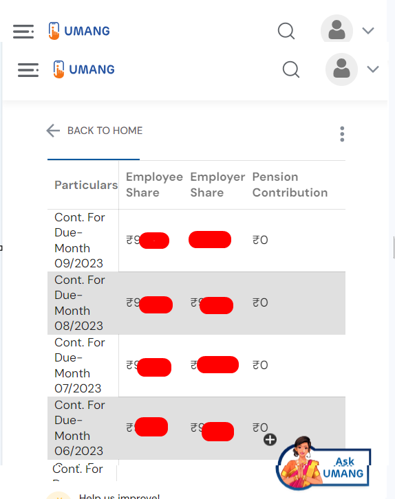 PF Passbook UMANG