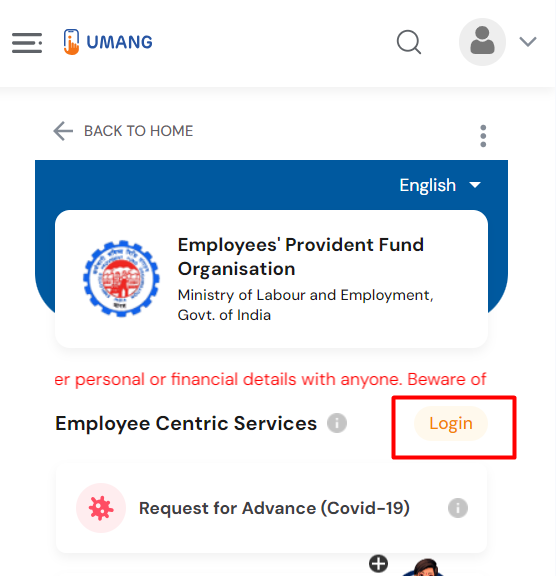 UMANG PF Login