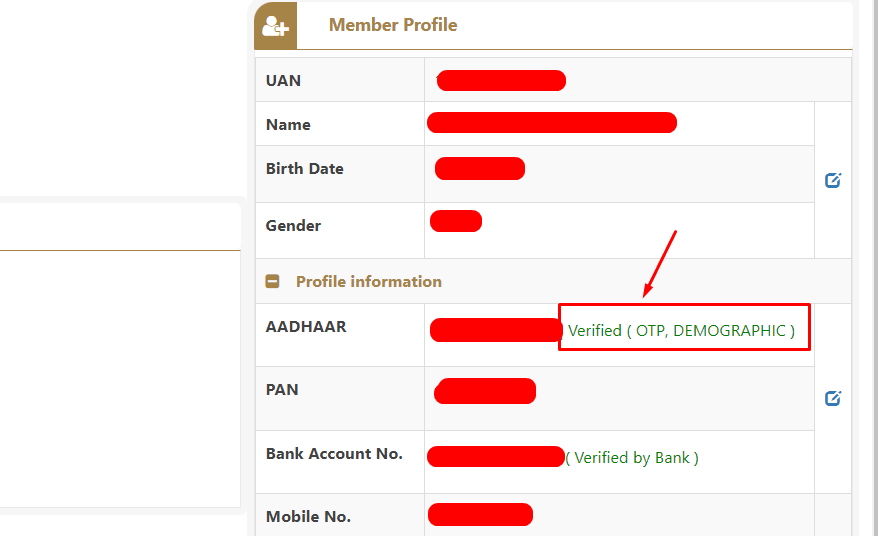 Aadhaar UAN Status