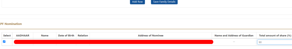 PF Nomination Share