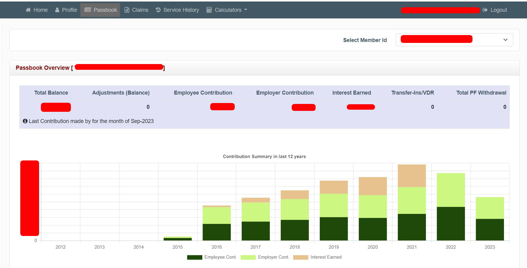 Member Passbook Balance