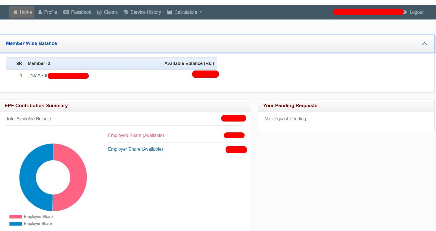 Member Passbook PF Balance