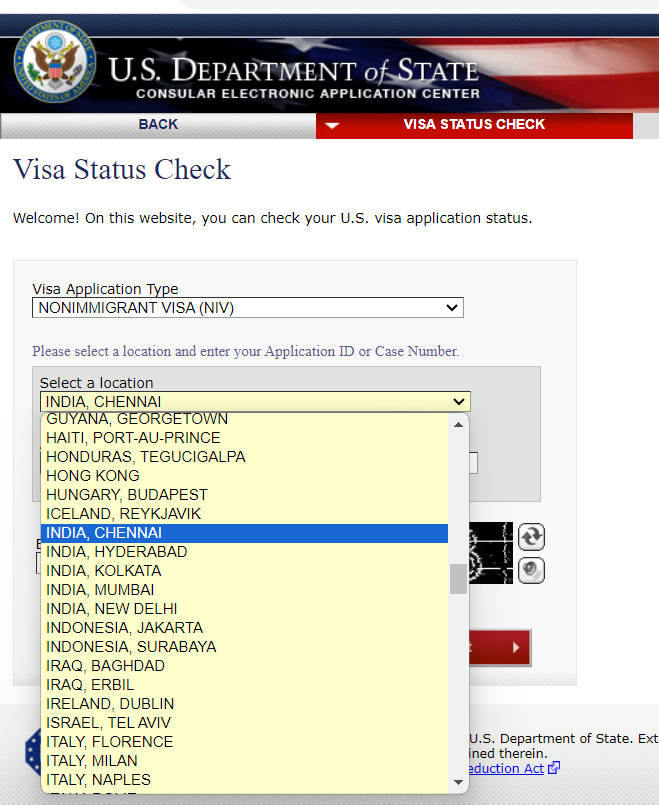 US Visa status