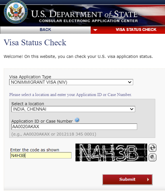 US Visa status