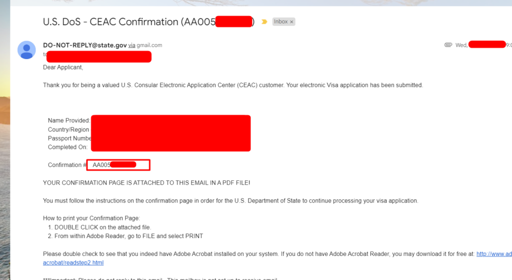US Visa application