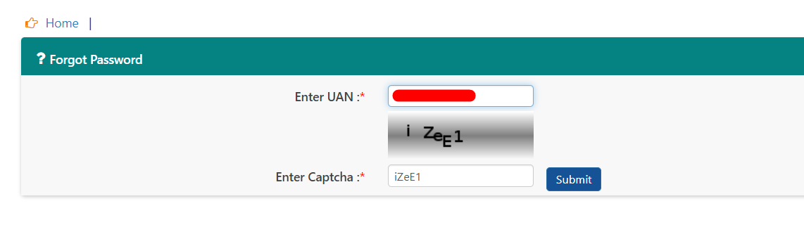 EPFO Password Change